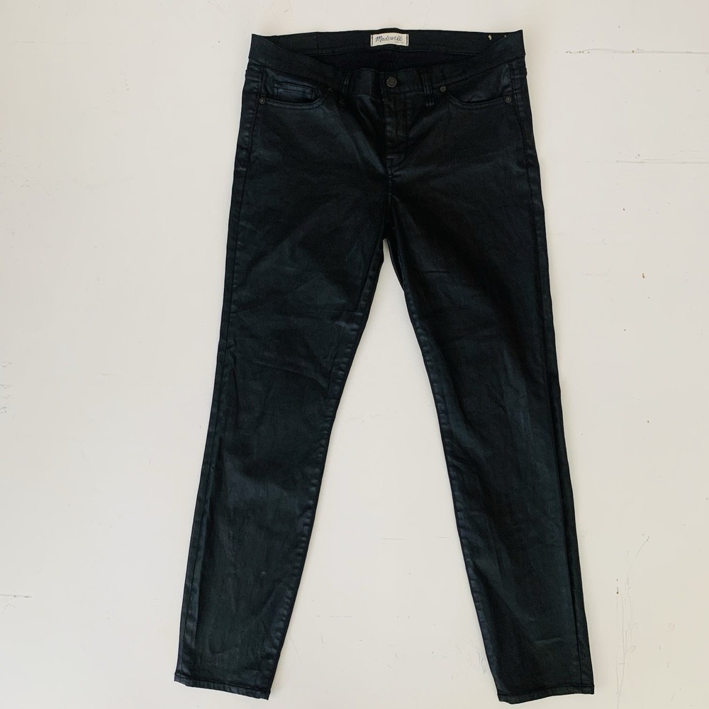 Madewell Women's 32 Black Skinny Jeans Coated Edition Denim - Picture 2 of 10